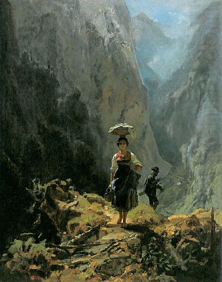 Dirndl und Jager im Gebirge, Carl Spitzweg